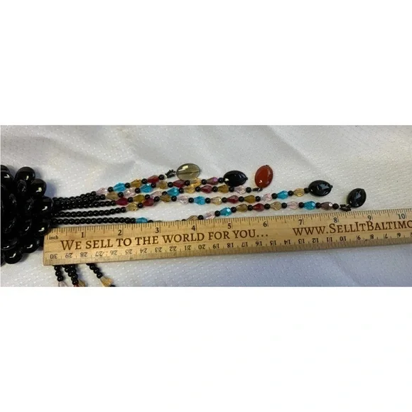 Joan Rivers,Starlet Black, Multicolor Flowers, Beaded Necklace, Excellent Cond. - Picture 8 of 13
